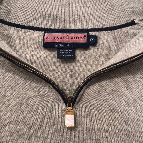 Vineyard Vines 1/4 Zip Sweater Grey XXL - Picture 2 of 4